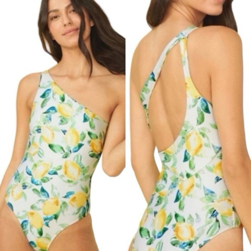 NWOT Summersalt Sidestroke Lemon Print One Piece Swimsuit